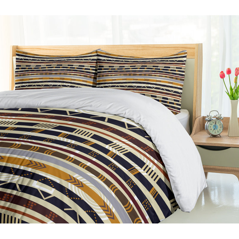 Twin Black and Gold Geometric Microfiber Duvet Cover Set