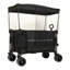 Chariot allongé pliable pliable avec auvent, capacité de poids de 480 lb, chariot de jardin pliant robuste avec de grandes roues tout-terrain et porte-boissons, poche latérale et freins, moustiquaire