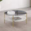 Table basse ronde en marbre avec tablette