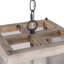 Luminaire suspendu en fer et en bois vieilli 4 lumières Farmhouse