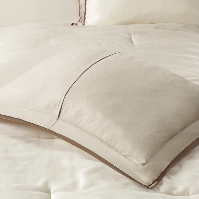 Ensemble d'édredon 7 pièces taupe / brun, Édredon de très grande taille et 6 pièces suppl, Brun / taupe