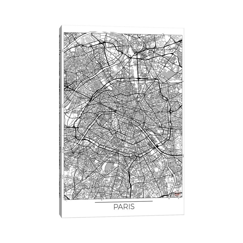 Paris Minimal Urban Blueprint Map by Hubert Roguski - Wrapped Canvas Print, 152.5 cm H x 101.5 cm W
