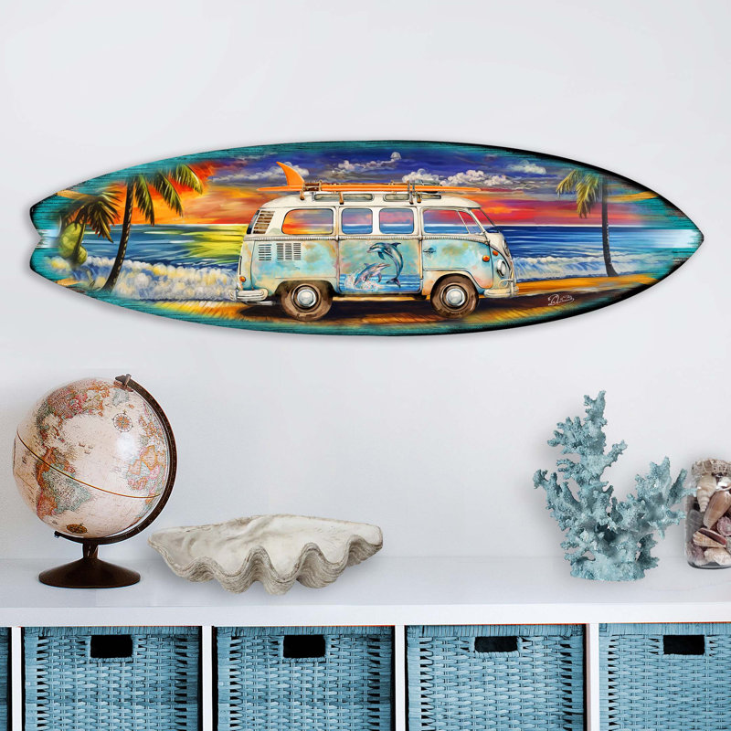 Décoration murale planche de surf, H 10 po x l 36 po x P 1 po