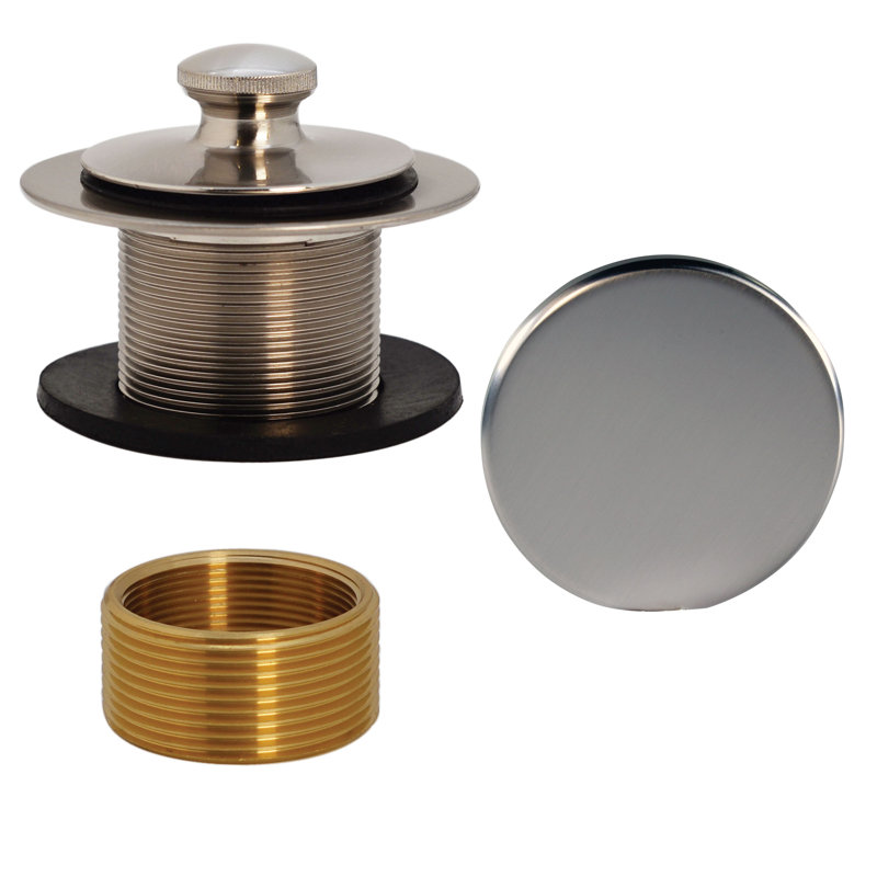Garniture de drain de baignoire à filetage universel avec trop-plein et douille d'adaptateur, Nickel satiné