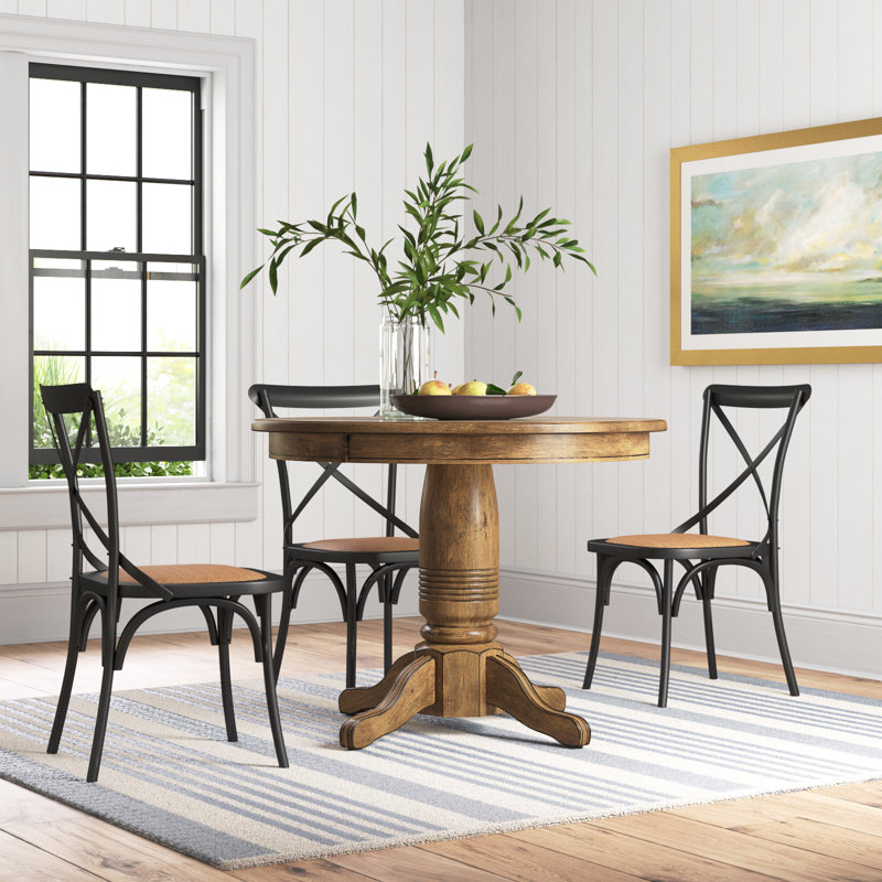 Kewaunee Round Solid Wood Dining Table, Rustic Brown