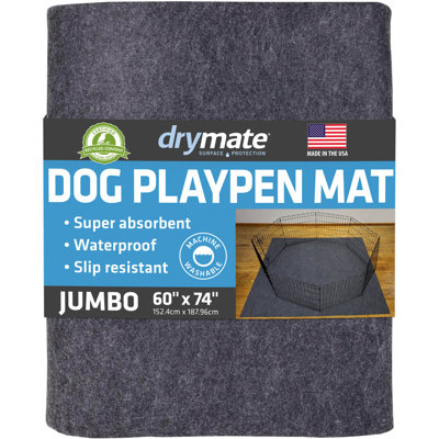 Jumbo Dog Playpen Mat, Absorbent, Waterproof, Slip-Resistant, Machine Washable, Reusable Puppy Pad for Training, Whelping, Housebreaking, Incontinence, and Crate/Kennel (60" x 74") (USA Made)