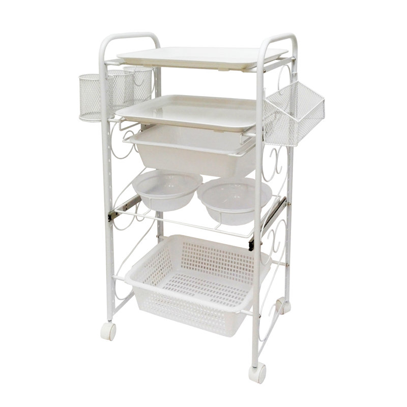 Rolling Beauty Cart, Storage Cart, Utility Cart with Extra Storage Accessories, White