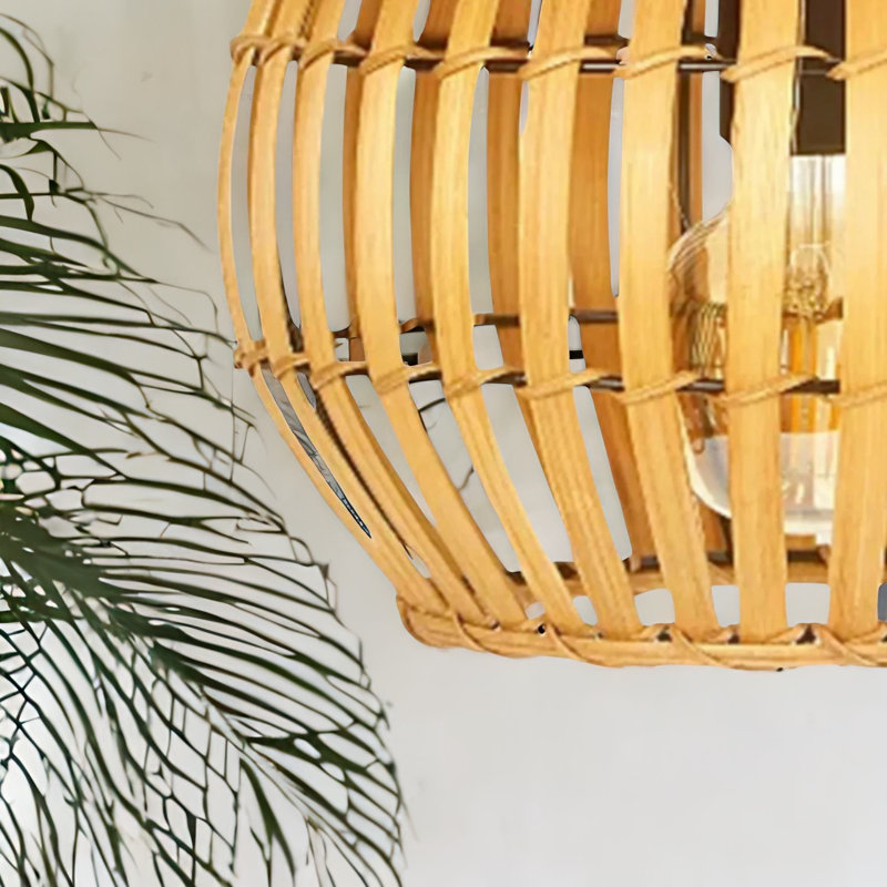 25cm H Bamboo Pendant Shade in Brown