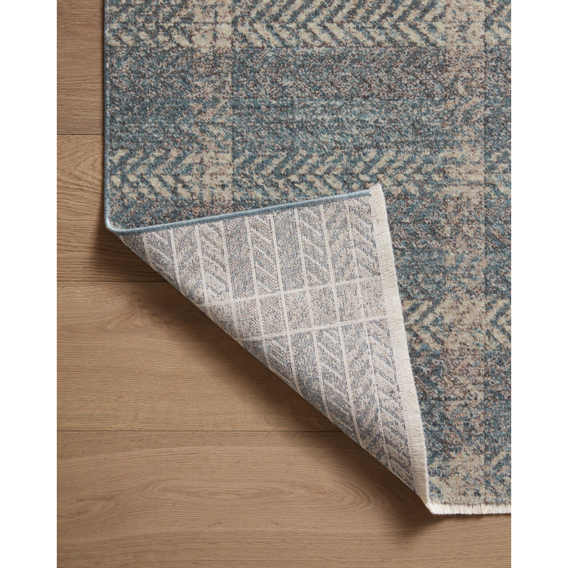 Angela Rose Blue and Beige Wool Synthetic Area Rug 7'-10" x 10'
