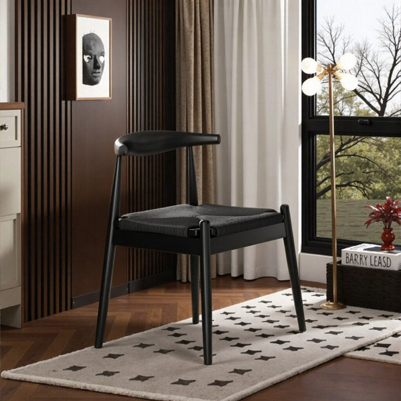  Ensemble de 2 chaises de salle à manger à armature tissée à la main de style Mid-Century en corde de chêne massif KELVIO