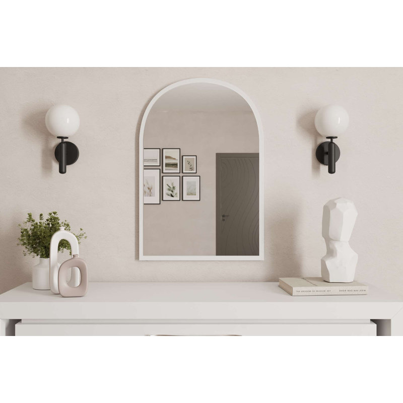 Miroir arqué 100% bois aggloméré, Blanc