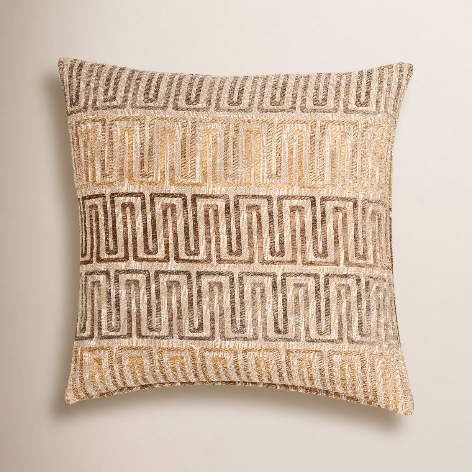 Throw Pillow, Sand Geometric, Feather, Square 18"