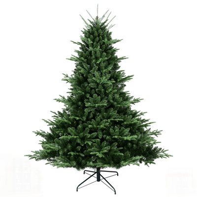 Full-Shaped Christmas Tree With Tips, PE/PVC Mixed Needles, Wide Base, Hinged Structure, And Metal Stand For Easy Setup And Strong Support