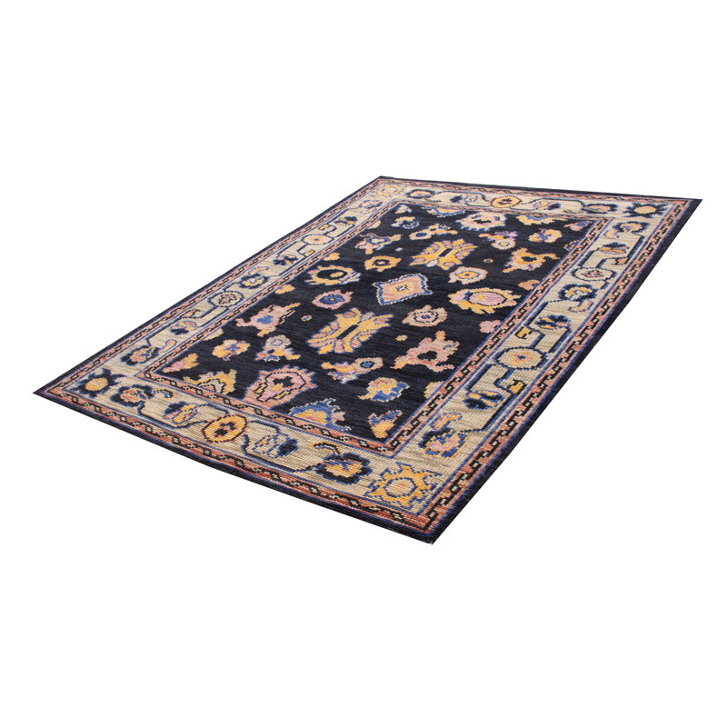 Tapis moderne bleu marine Oushak 9 pi 2 po x 12 pi 2 po