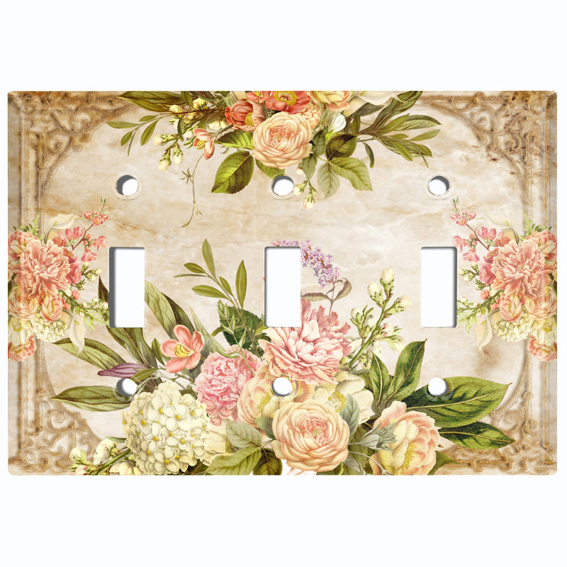 Plaque murale 3 lumières Vintage Rose, Vert clair / rose clair
