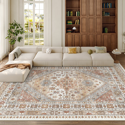 Malaika Machine-Washable Non-Slip Medallion Area Rug
