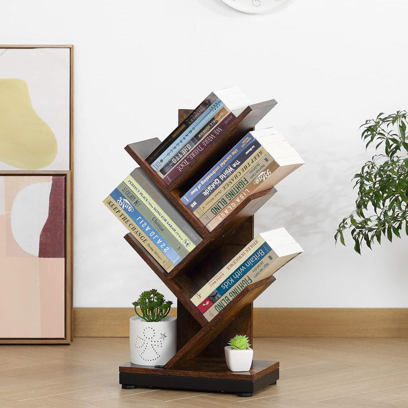 Dornfelder Geometric Bookcase, Brown