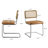 Lidda Mid-Century Modern Tufted PU Leather Upholstered Dining Side Chair with Cane Rattan Back-777487407