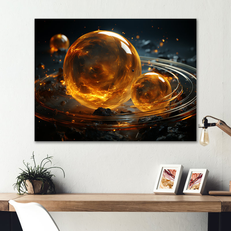 Art mural en métal jaune et noir, H 16 po x l 32 po x P 1 po