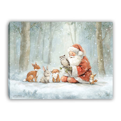 Santa Woodland Gathering Wrapped Canvas Wall Art