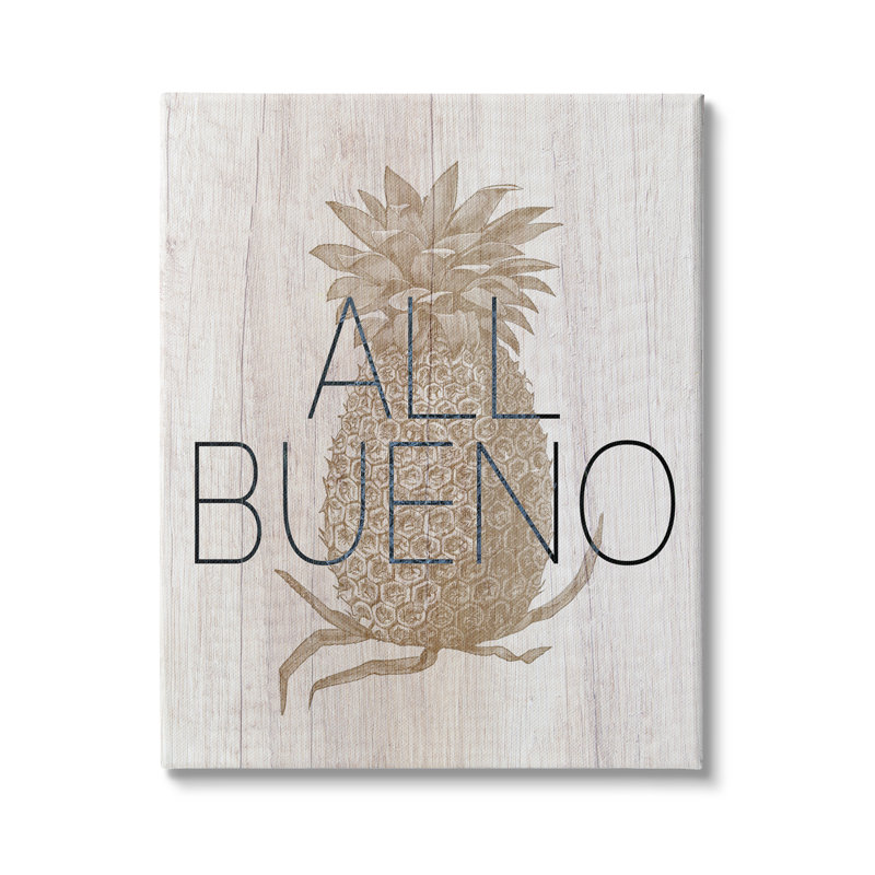 All All Bueno Expression Vintage Pineapple Illustration par - Art textuel, Toile tendue, H 20 po x l 16 po