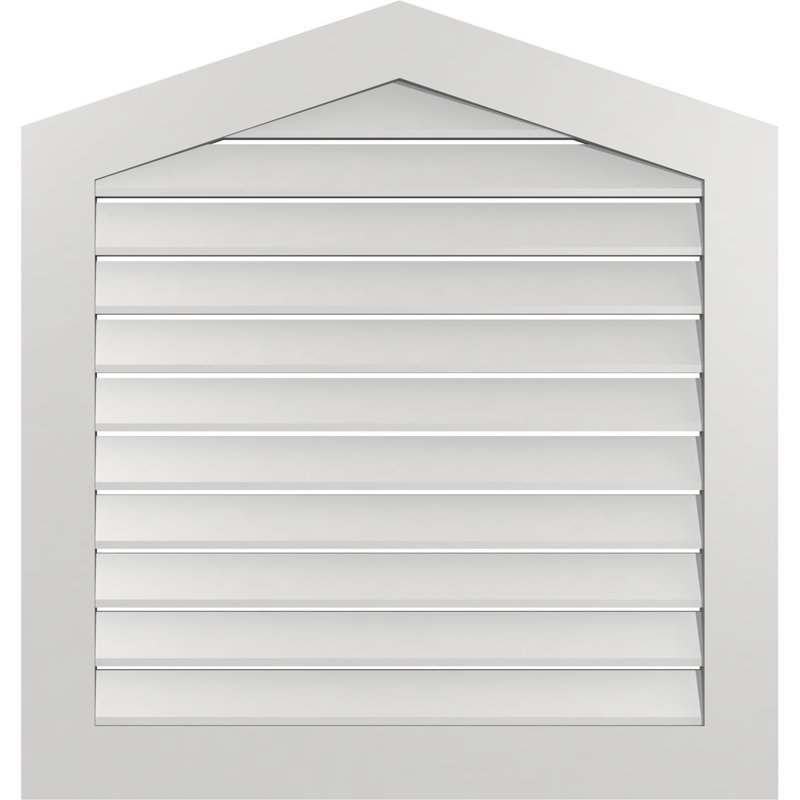 Peaked Surface Mount Signature Urethane Functional Gable Vent 4/12 Pitch, Primed Tan, 38" H x 36" W x 1" D