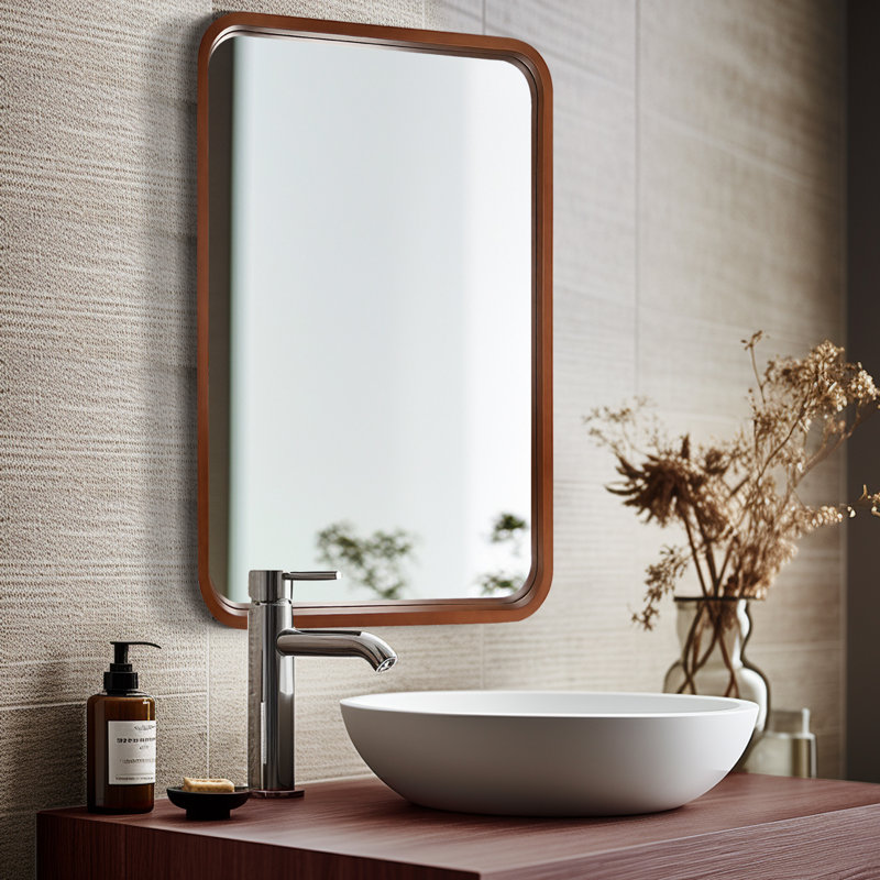 Miroir mural Sarwat, Noyer, 24 po x 18 po