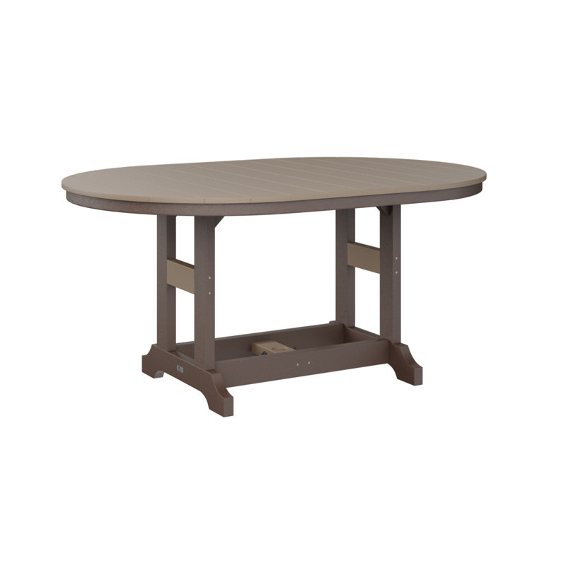 Garden Classic Outdoor Oval Bar Table, Chocolate Brown, Weatherwood, 39.5" H x 44" W x 64" D