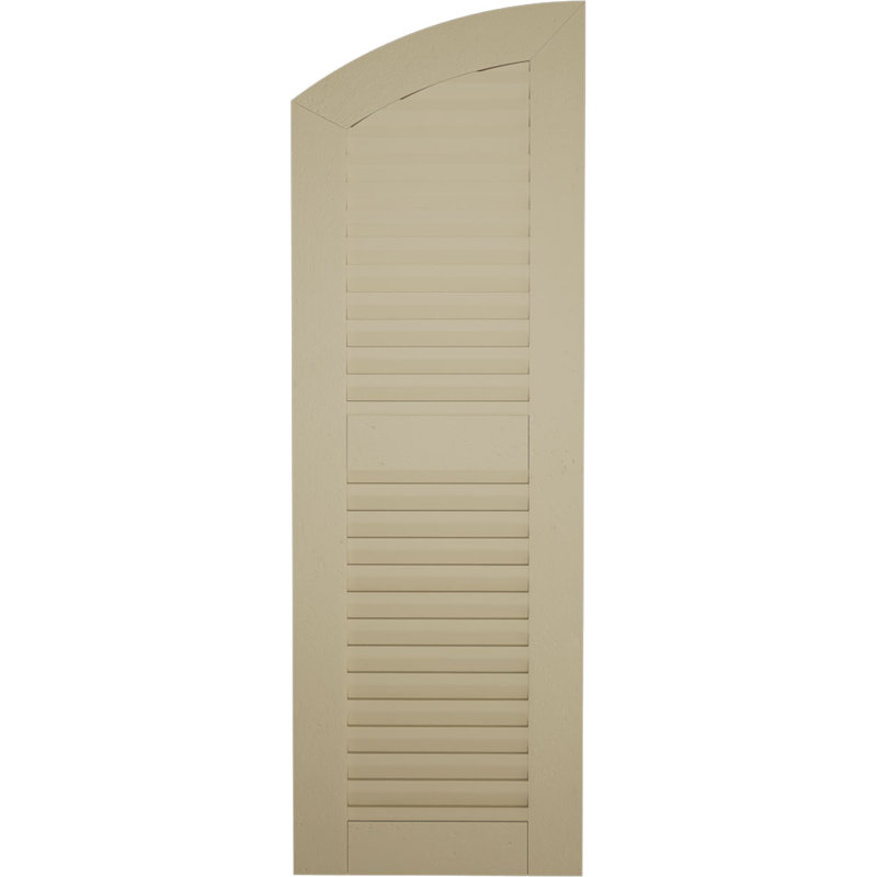 Timberthane Two Equal Louvre w/Elliptical Top Shutters, 18", 82", Hand Hewn Texture/Primed Tan