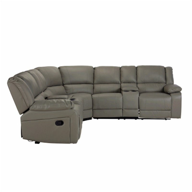 Canapé inclinable 108,25 po à accoudoirs coussinés, Polyuréthane gris