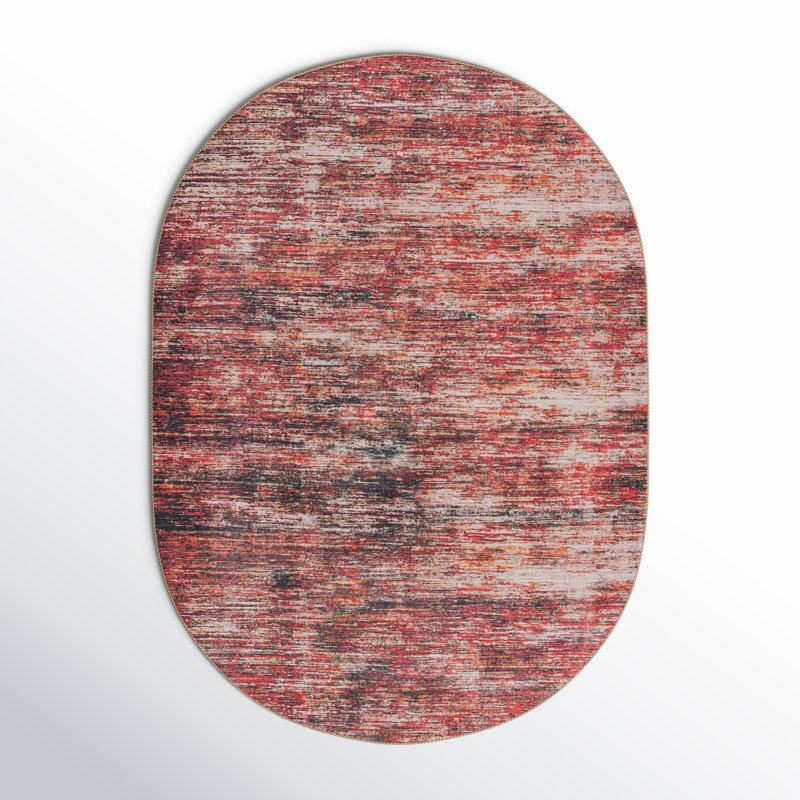 Tapis rouge / gris Montalto, Ovale 7 pi 6 po x 10 pi 6 po