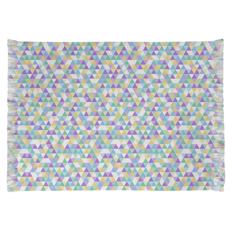 Triangle bleu/vert/jaune Tapis décoratif, Oui