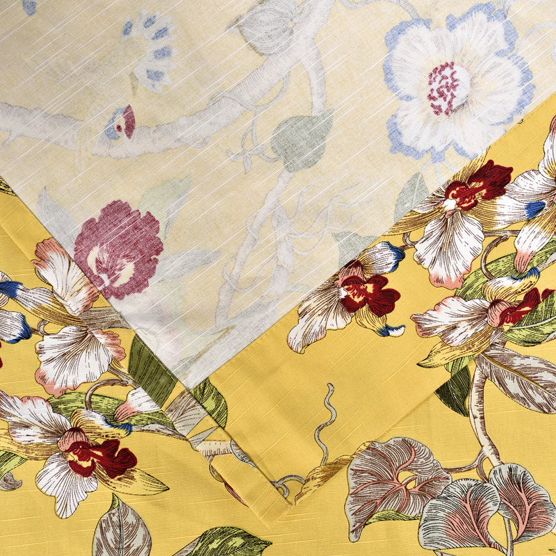 Kennon Cotton Blend Semi Sheer Curtain Single Panel, Yellow