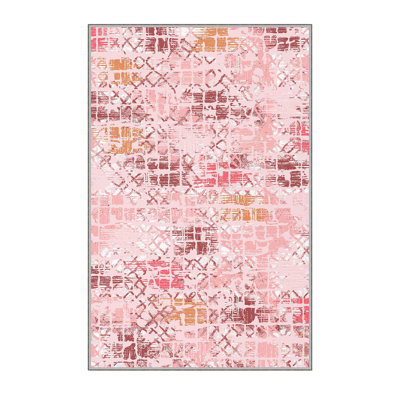 Stylish Hall Carpet, 2.6 x 6.6 Feet, 100% Polyester, 0.3 in Pile Height | Antibacterial, Non-Slip PVC Felt Dot Underside | 3D Digital Print, Machine Washable, Ideal for Entryway & Living Spaces