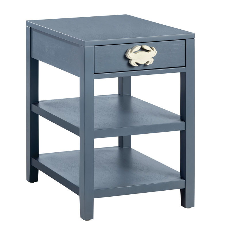 1 Drawer, 2 Shelf Blue Coastal Accent End Table
