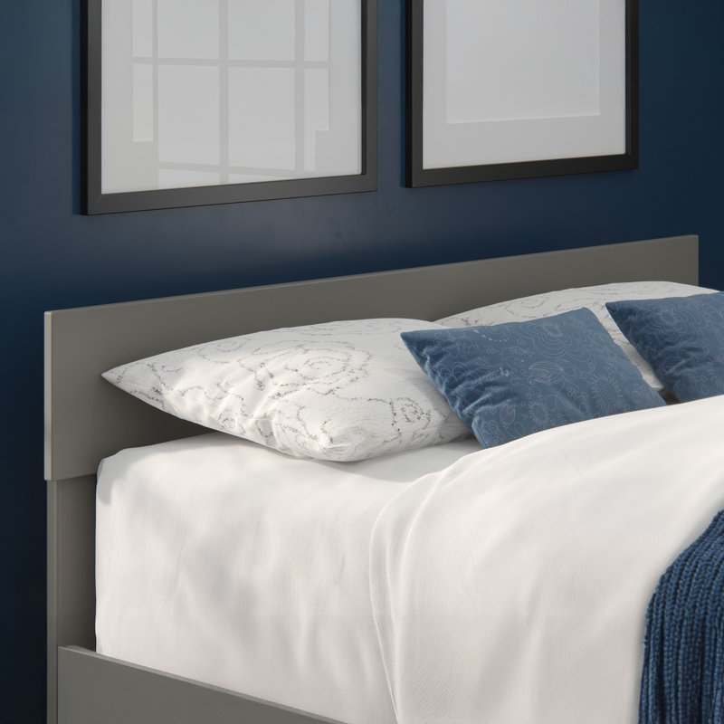Tête de lit en bois massif Farrah, Gris, Double