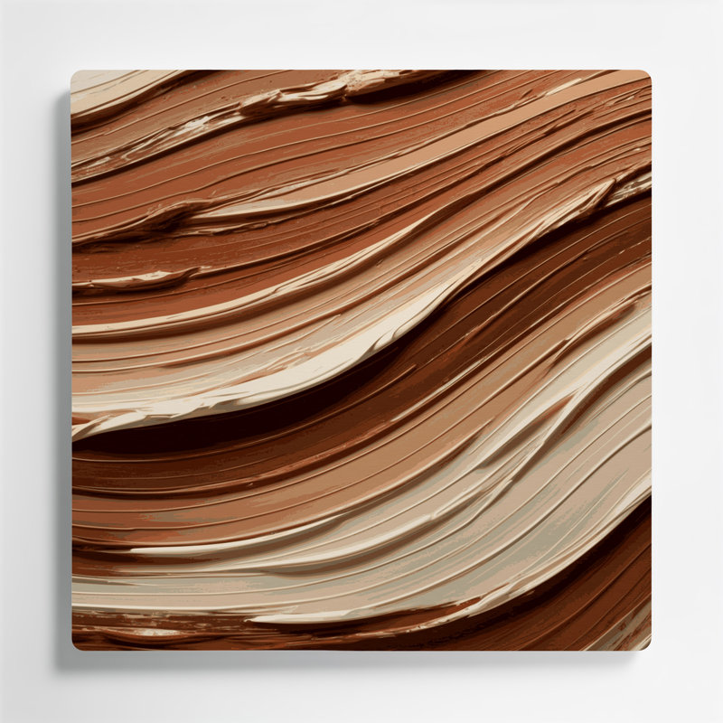 Art mural horizontal horizontal rayé en métal crème brun, H 12 po x l 12 po