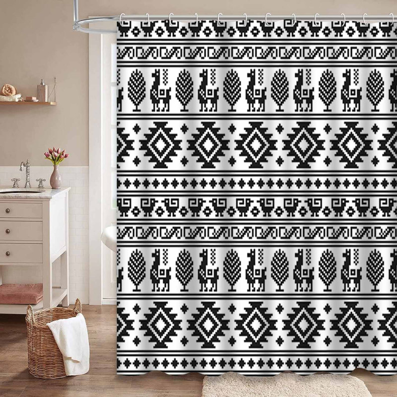 Rideau de douche imperméable à motif abstrait avec bordure croisée Aztec Southwest, L 72 po x l 84 po