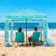 Beach Cabana, 6 x 6 ft Beach Canopy with Side Wall, UPF 50+ Protection Easy Setup Cabana Tent with Sand Pockets, Portable Shade Sun Shelter Umbrella for Whole Family & Friends, Stripes-2032729603