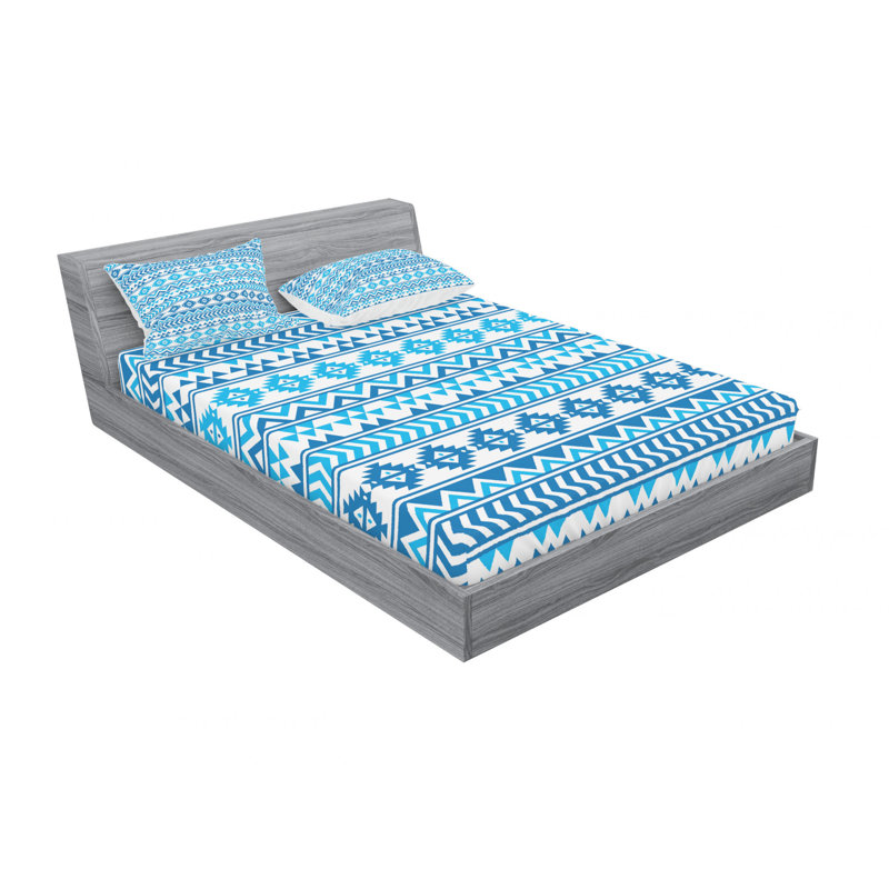 Microfiber Geometric Sheet Set, Full Sheet Set with 2 Pillowcases