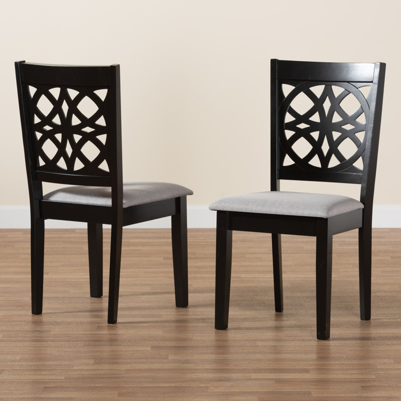 18.9'' H Fabric Upholstered Oak Side Chair, Gray, Dark Brown
