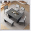 Ensemble de table de salle à manger 6 pièces avec base à tréteaux, table en bois de 60 pouces, 4 chaises et banc pour des réunions de famille douillettes