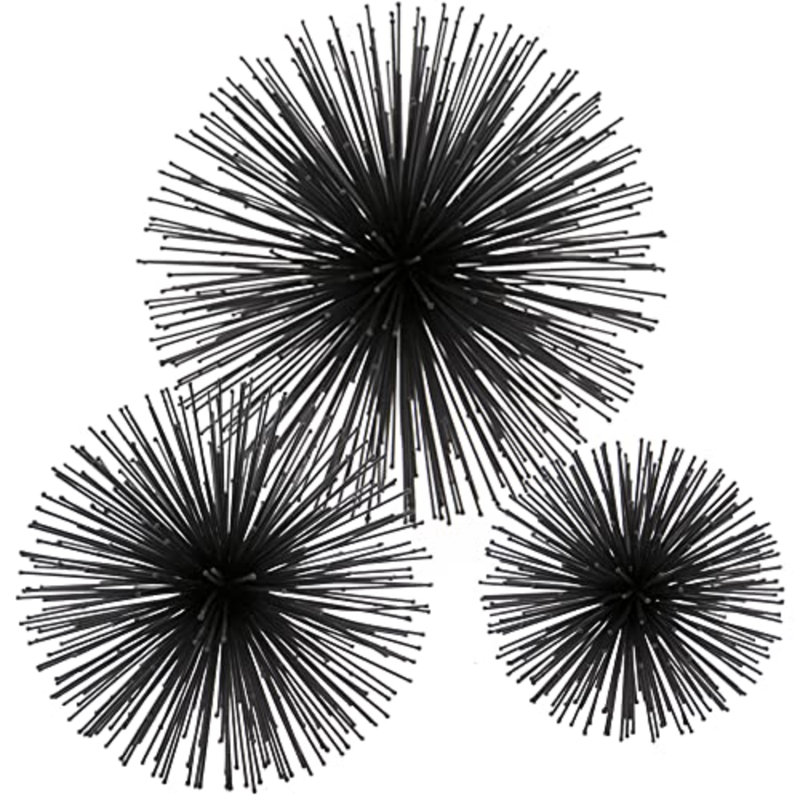 Erizo Spiked Large Sphere, 6" H x 6" W x 6" D, Black