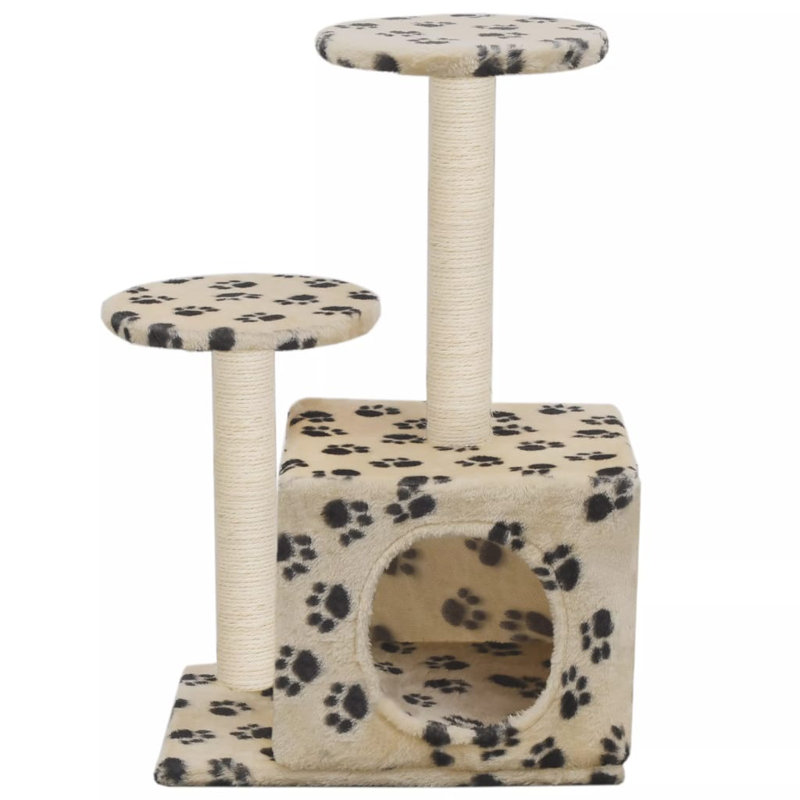 vidaXL Cat Tree with paw prints, Beige
