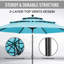Parasol de marché à 3 niveaux 10 pi avec base-66401578