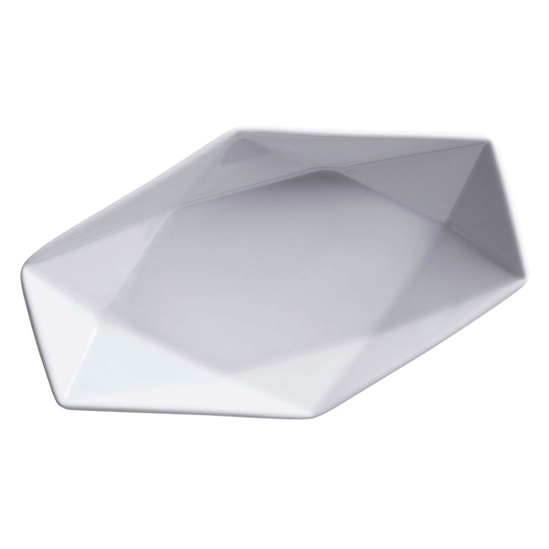 G.E.T. High-Strength Porcelain Geometric Appetizer Plate, 6", White (Set of 12)