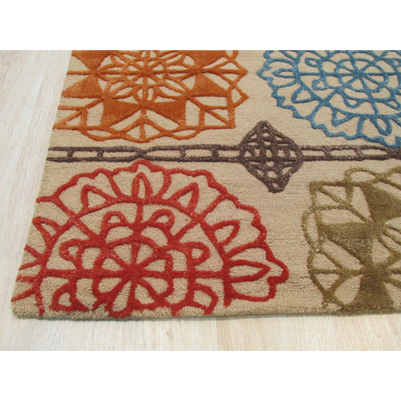 Hand Tufted Wool Geometric Area Rug, 9' x 12'