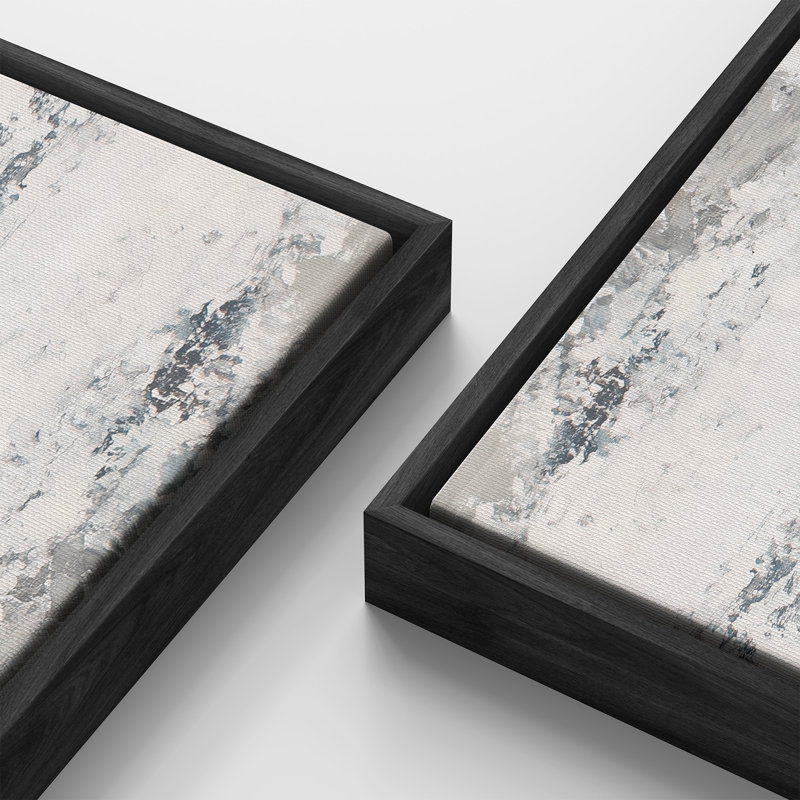 «Soft Neutral Waterfall Landscape in Minimal Wash Style», impression sur toile encadrée pour chambre principale, Noir