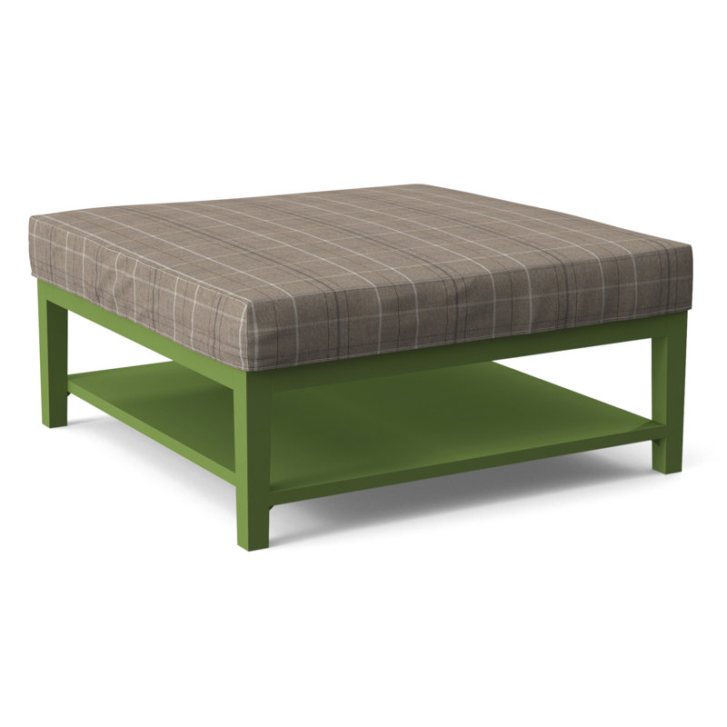 Hammond Square Ottoman, Taupe Plaid; 0126-73, Nickel Finish
