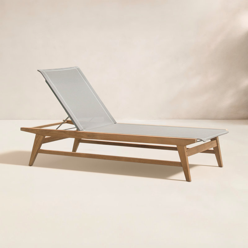 Marin Outdoor Teak Chaise Lounge, Canvas Taupe Sunbrella® Canvas